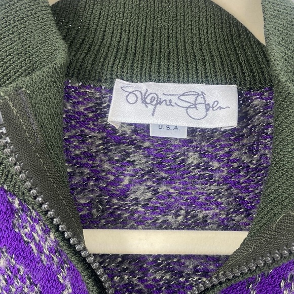 VTG Skene St. John Purple Green Pullover Sweater Zip Womens P Medium - Picture 2 of 6